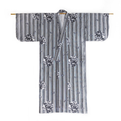 Ladies' blue & white cotton kimono/yukata with lining
